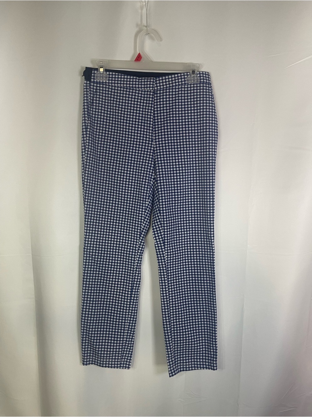 Zara Navy and White Gingham Cropped Pants